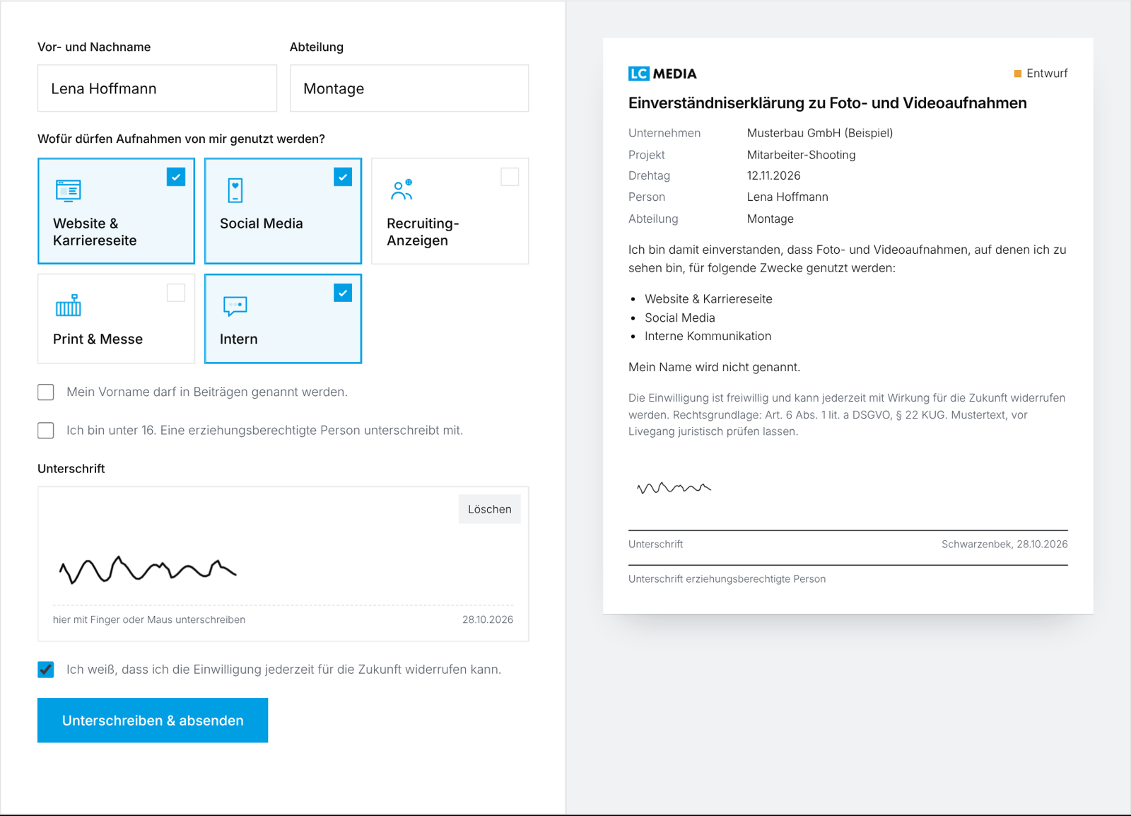 Freigabe tool vorschau Freigabe-Tool: Einverständniserklärung am Handy ausfüllen und unterschreiben