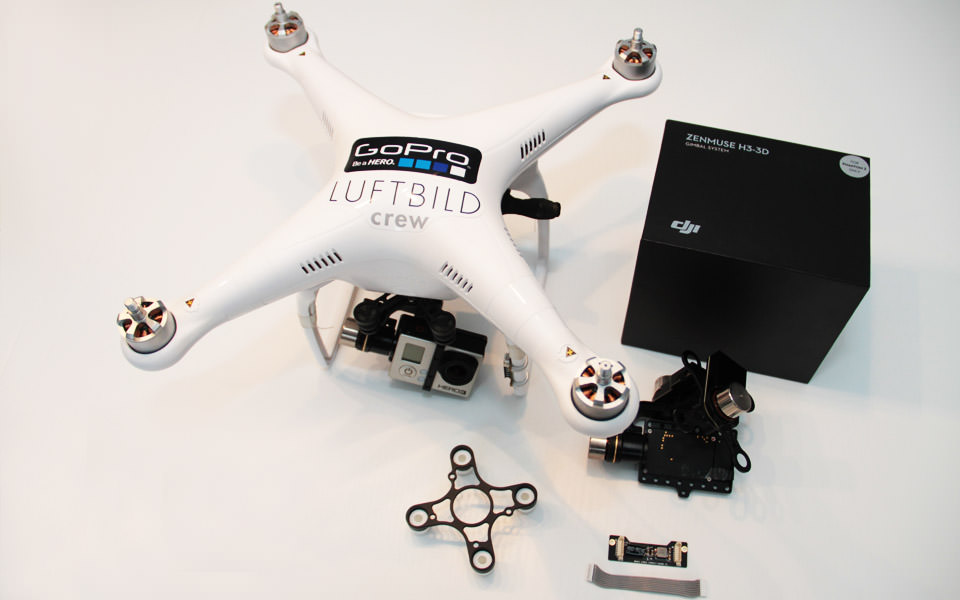 Zenmuse H3 3D Gymbal Phantom 2 Quadrocopter Luftbild Crew